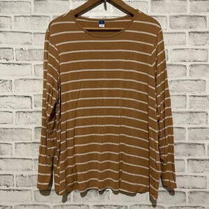 Women’s Old Navy brown/white vertical stripe LUXE long sleeve t-shirt XL
